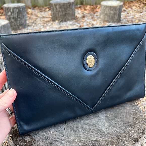 FS Originals Navy Vintage Leather Clutch Purse - Picture 1 of 10
